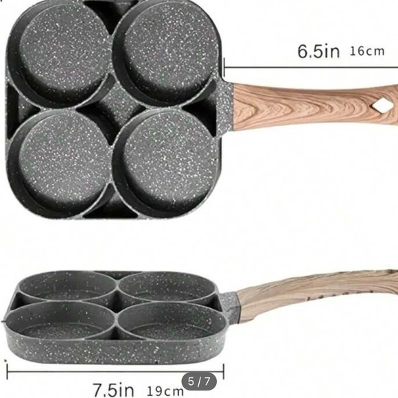 BreakFastMate 4 Hole Non-stick Frying Pan for Egg, Pancake, Steak, omelet - Picture 3 of 5